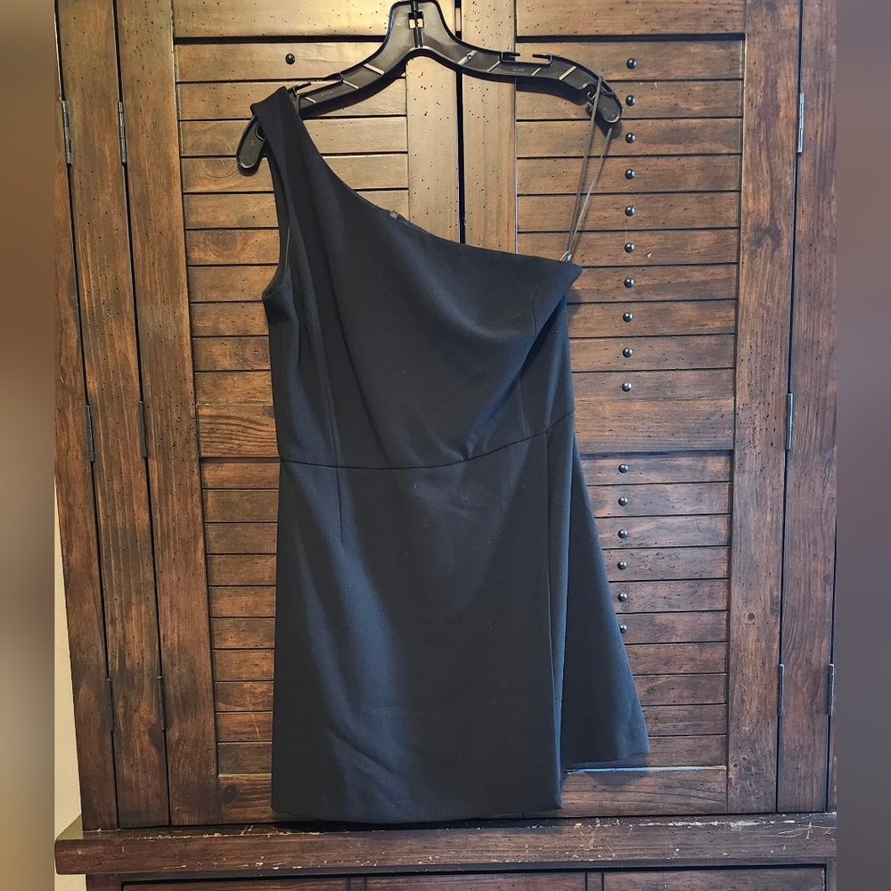 French connection one shoulder mini feaux wrap dress